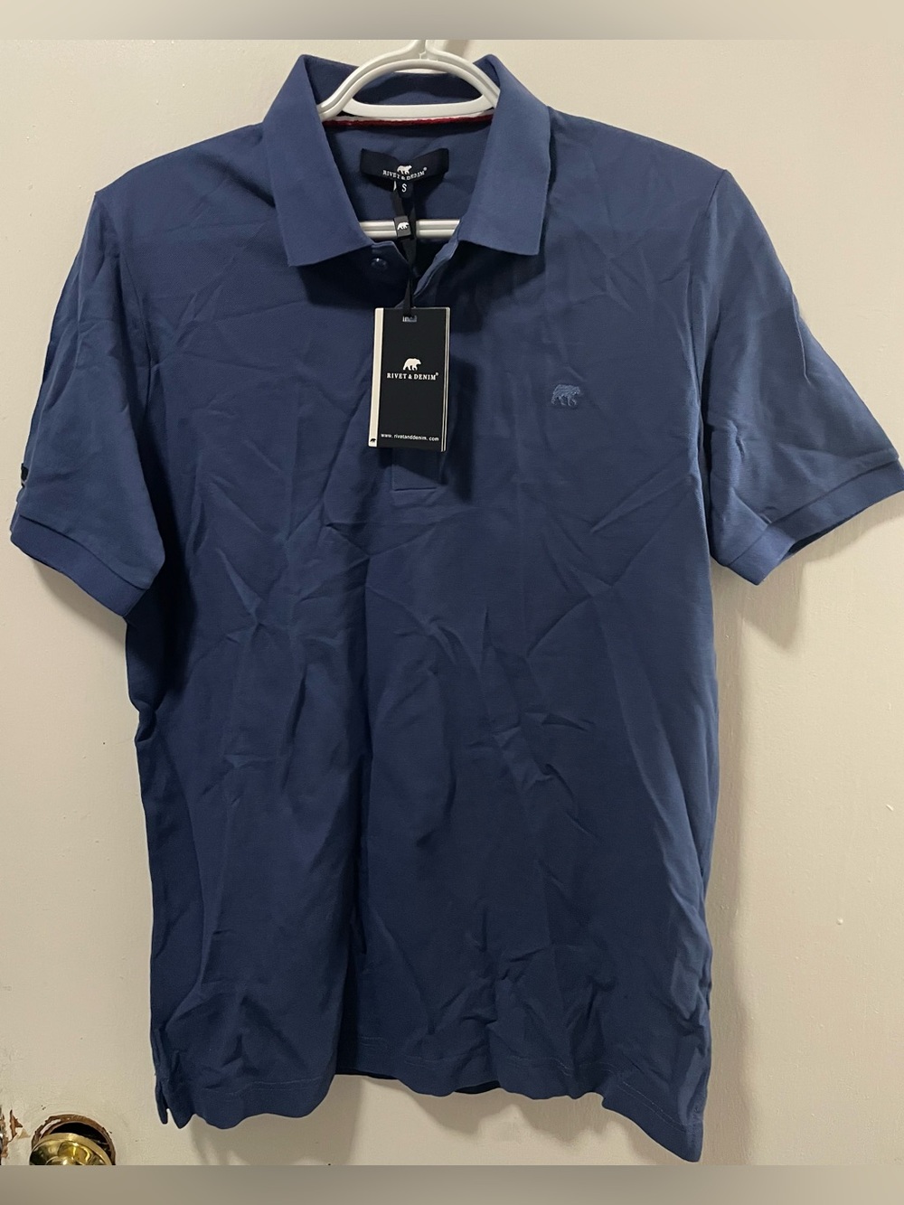 Rivet & Denim Men’s Blue Color 100% Cotton Short Sleeve Polo Shirt Size Small S